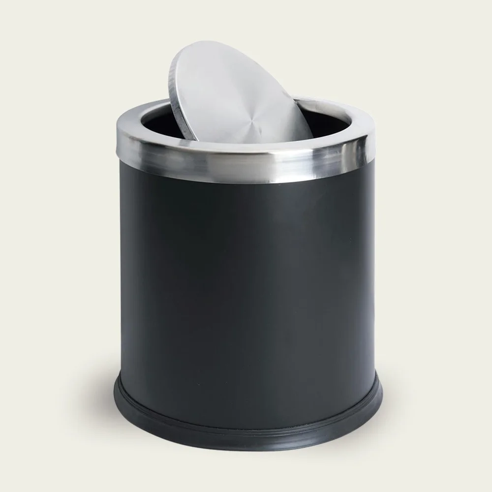 A19B - Garbage Can with Swinging Lid (Black)